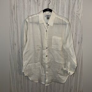 Cervelle White Linen Button-Up Shirt